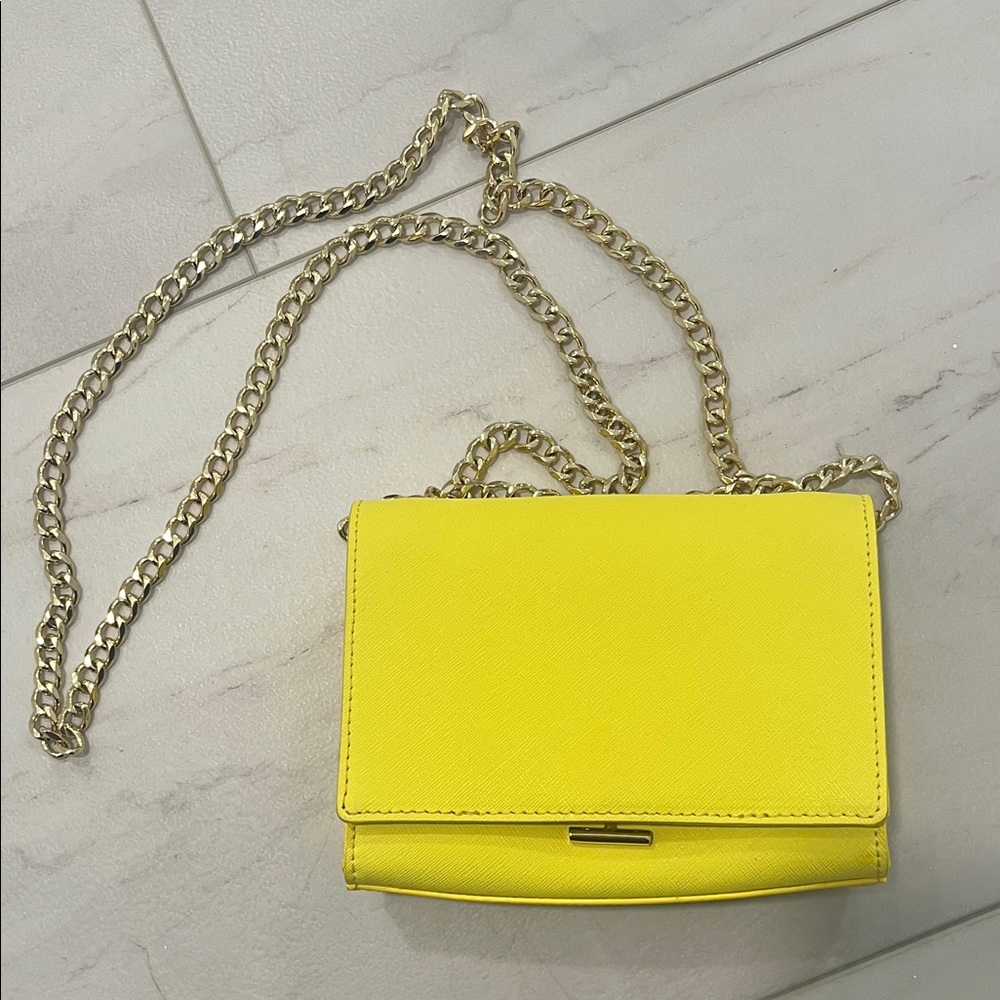 Vince Camuto Yellow Leather Chain Shoulder Bag